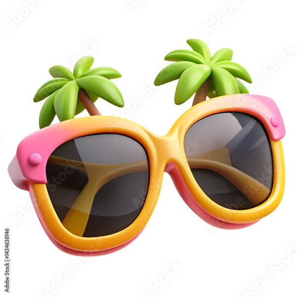 Obraz 3D tropical sunglasses with palm trees