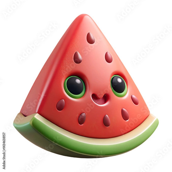 Obraz Cute 3D watermelon slice with cartoon face