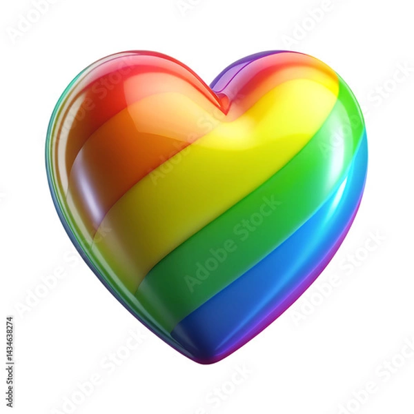 Obraz 3D glossy rainbow heart symbol of pride