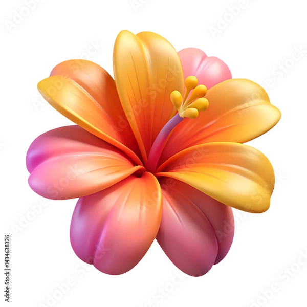 Obraz Tropical 3D hibiscus flower with yellow stigma