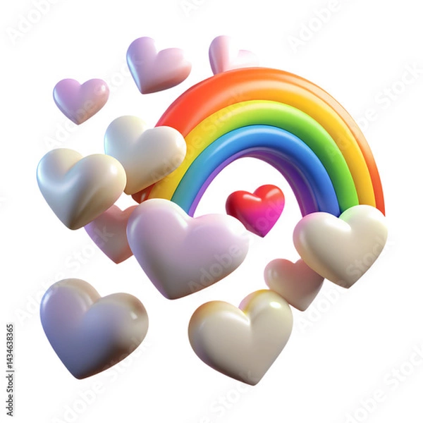 Obraz 3D rainbow arch with hearts and love theme