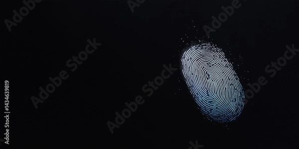 Obraz Mysterious Fingerprint: A close-up shot of a solitary fingerprint, captured in a world of darkness, sparking curiosity and intrigue. 