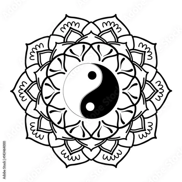 Fototapeta yin yang symbol with mandala