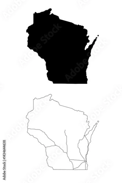 Fototapeta Wisconsin State Border With Interstate Highway Lines