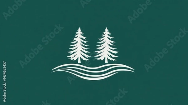 Fototapeta Forest Emblem on Teal Background