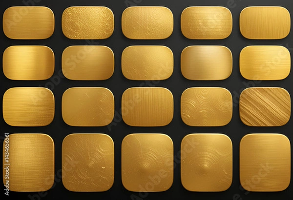 Fototapeta Golden Gradient Set – Metallic Gold Gradients Collection with Smooth Metal Surface Texture – Vector Illustration

