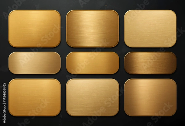 Fototapeta Golden Gradient Set – Metallic Gold Gradients Collection with Smooth Metal Surface Texture – Vector Illustration

