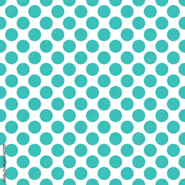 Fototapeta Seamless turquoise polka dots pattern texture background