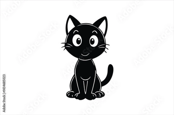 Fototapeta Black Cat Silhouette, Set of Cat cartoon  of different shapes,  Animels vector illustration, Collection of Hand Drawn pet icons on white background.