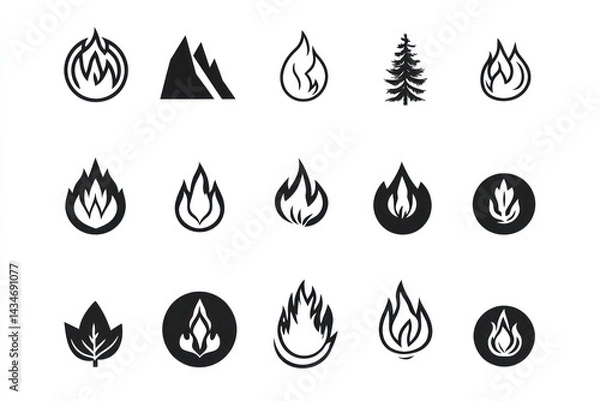 Fototapeta Fire flame icons nature design elements