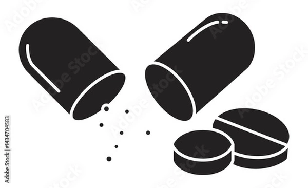 Fototapeta シンプルな線画スタイルの薬とカプセルのイラスト