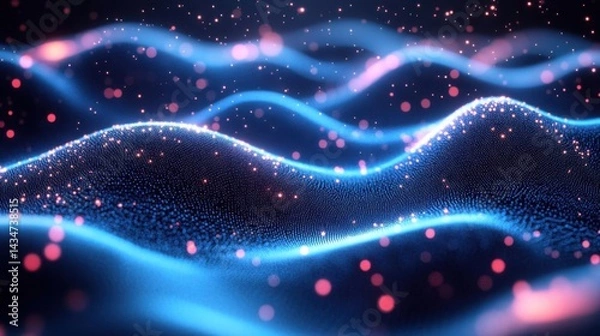 Fototapeta Glowing Particle Wavescape.