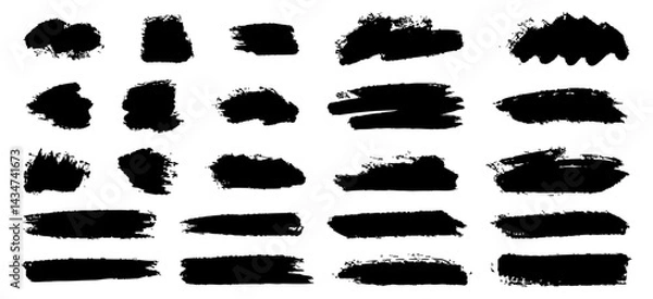 Fototapeta 筆書き風の素材セット、ストローク、グランジ、背景、ワンポイント装飾素材
