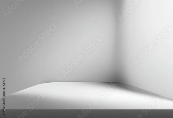 Fototapeta Empty White Room Corner With Subtle Lighting and Shadows
