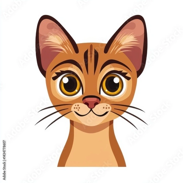 Obraz Whimsical illustration of a cartoon cat with orange-brown fur and yellow eyes