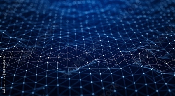 Obraz Creating a Dynamic Digital Network Background with Connected Dots and Lines