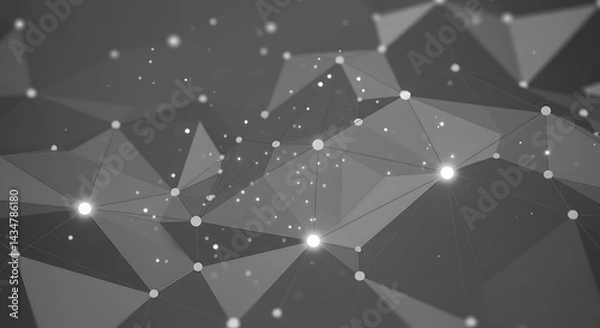 Obraz Abstract Network Connection with Glowing Nodes and Geometric Shapes Background