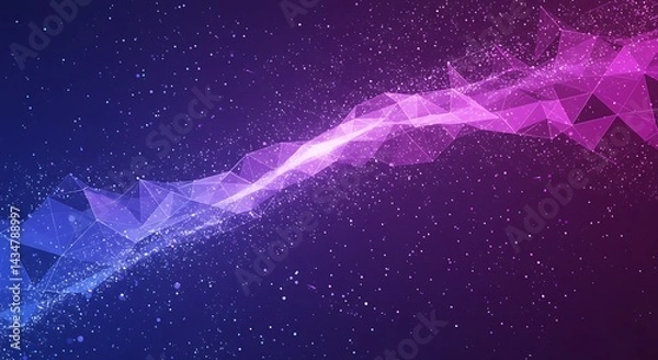 Obraz Abstract Network Connection with Triangles and Particles on Gradient Background