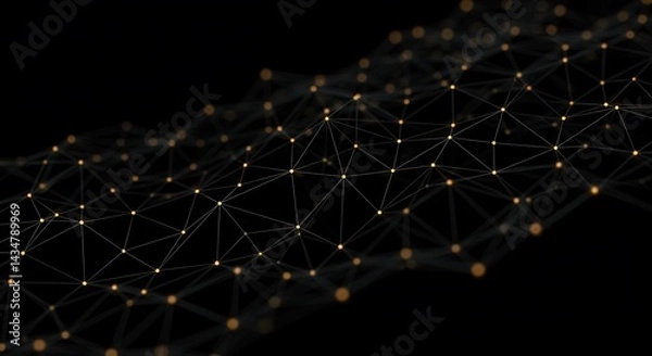 Obraz Abstract Network Connections with Glowing Nodes on Dark Background Visualization