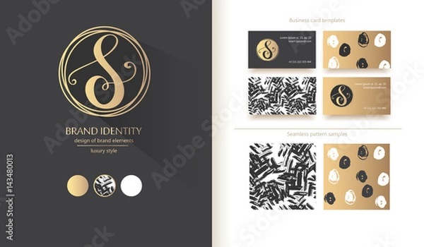 Obraz Luxury calligraphic letter S monogram - vector logo template. Sophisticated brand design