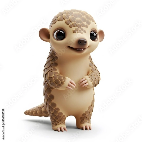 Fototapeta 3D Cute anthropomorphic pangolin character with a friendly expression