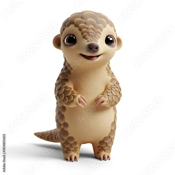 Fototapeta 3D Cute anthropomorphic pangolin character with a friendly expression