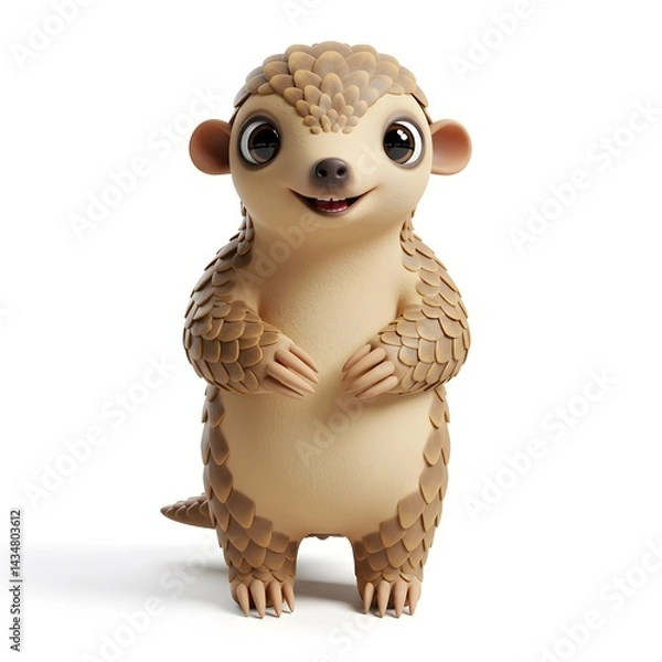 Fototapeta 3D Cute anthropomorphic pangolin character with a friendly expression