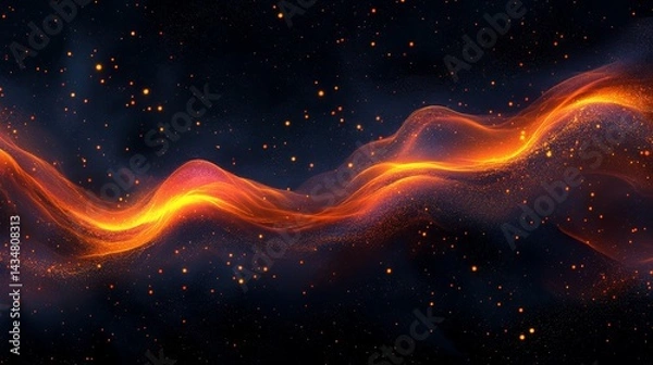 Fototapeta Fiery Cosmic Waves: A Digital Abstract Masterpiece