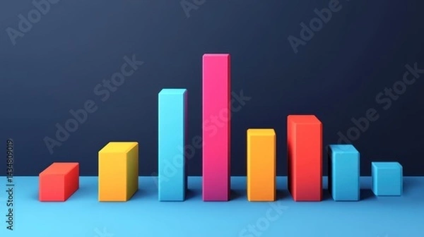 Obraz Colorful bar graph showcasing a rising trend.