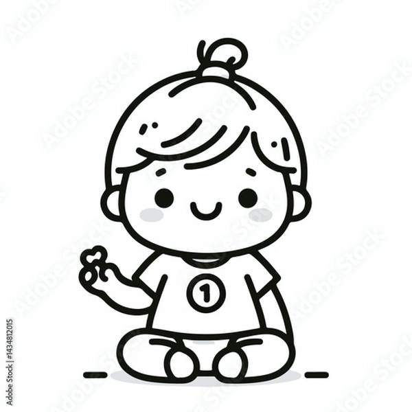 Fototapeta vector line art image of a child