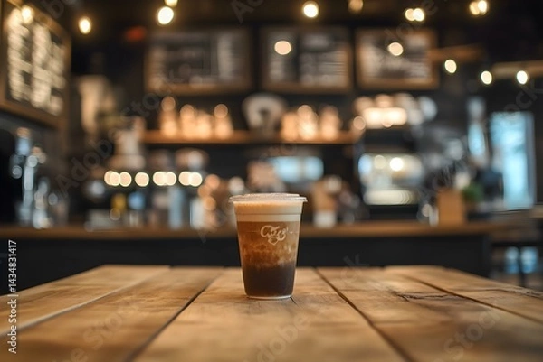 Fototapeta Empty Cafe Background with Mockup Montage for Display Presentation