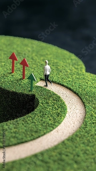 Obraz Tiny figure, winding path, success