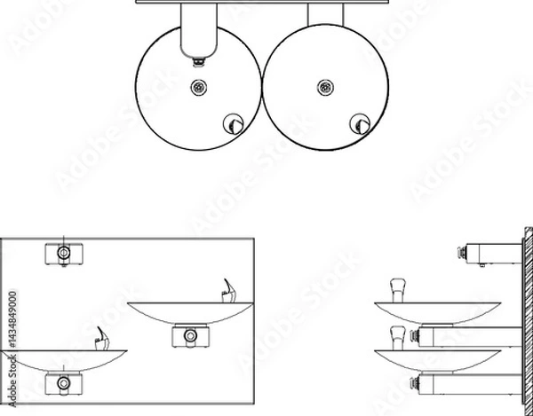 Fototapeta vector sketch illustration silhouette design Drinking Fountains for drinking in public places such as fields and parks 