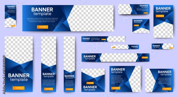 Fototapeta business web banners template design with image space. vector	
