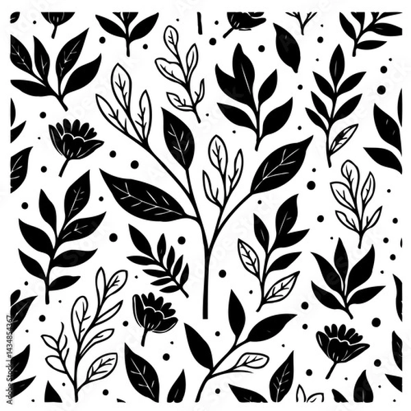 Fototapeta Botanical monochrome foliage pattern creating an elegant and nature-inspired aesthetic