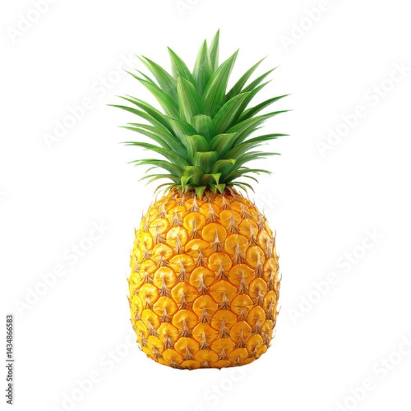 Obraz Whole Pineapple with Green Leaves isolated on transparent background