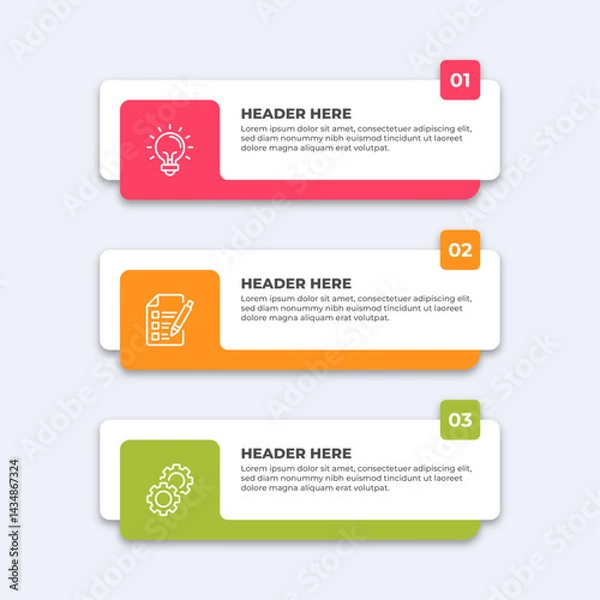 Obraz Three colorful infographic boxes.