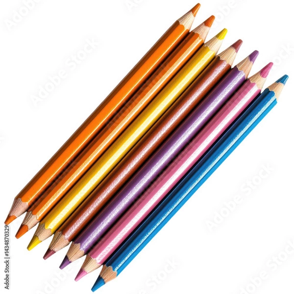Obraz Wooden colored pencils isolated on transparent background