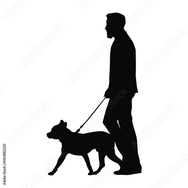Fototapeta Silhouette of an interaction pose between a man and his dog