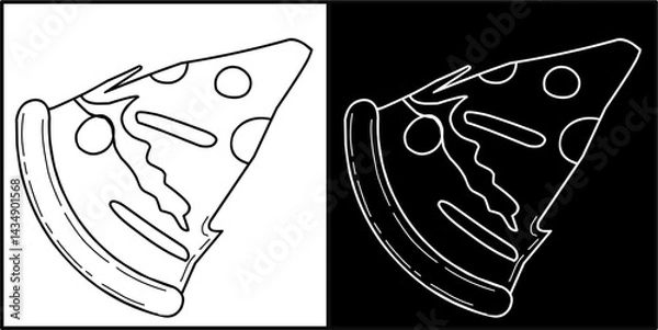 Fototapeta Coloring page vector line art  pizza for book and drawing. Black contour sketch illustrate Isolated on white background. 