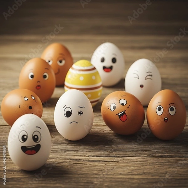 Obraz Egg-cellent Emotions: A Quirky Still Life AI Generated