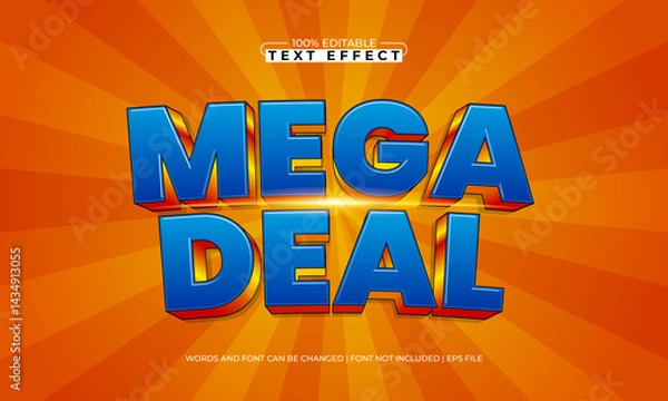 Fototapeta mega deal editable text effect with a discount and sale text style