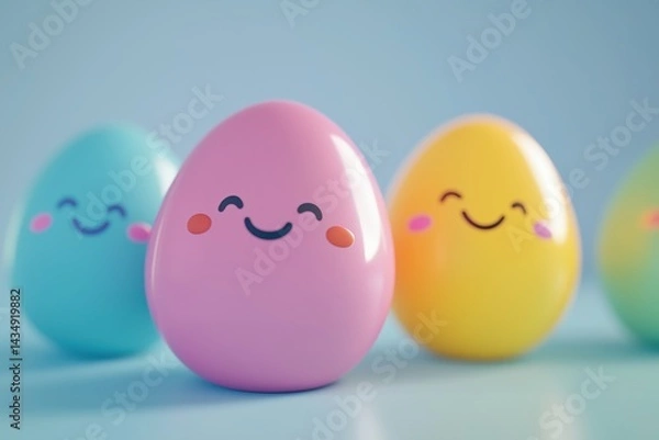 Obraz colorful easter eggs cute smiles