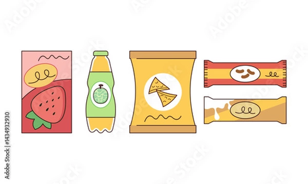 Obraz Snacks and junk food logo set