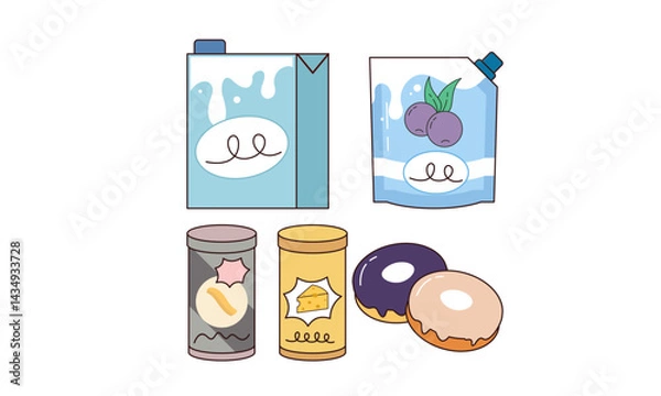 Obraz Snacks and junk food logo set