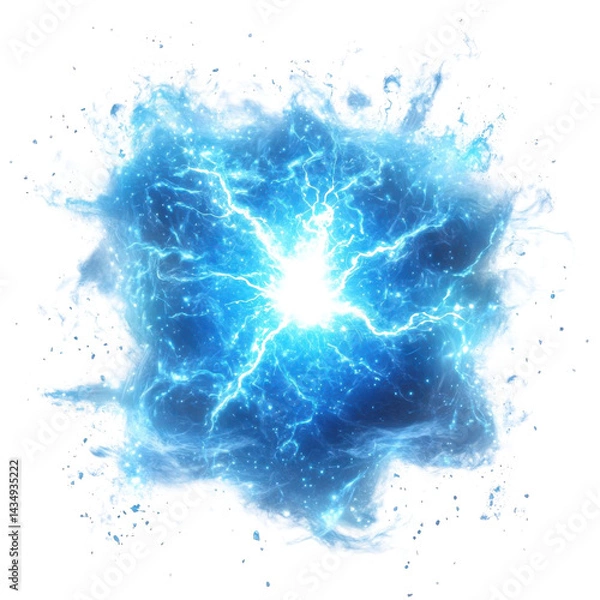 Obraz Blue fire explosion isolated on transparent or white background.
