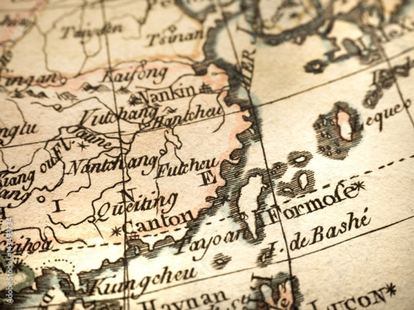 Fototapeta アンティークの世界地図　台湾