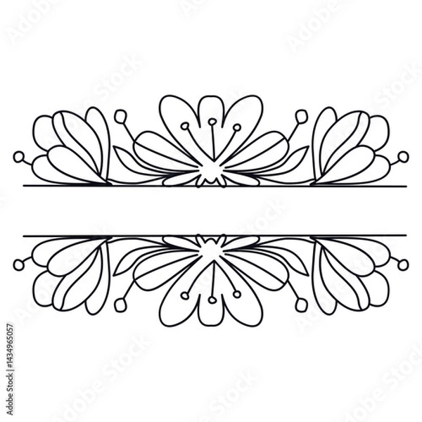 Fototapeta Floral Border Divider Element. Vector Illustration in Minimalist Concept.
