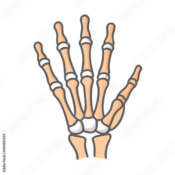 Obraz Cartoon skeleton hand bones over a solid black background