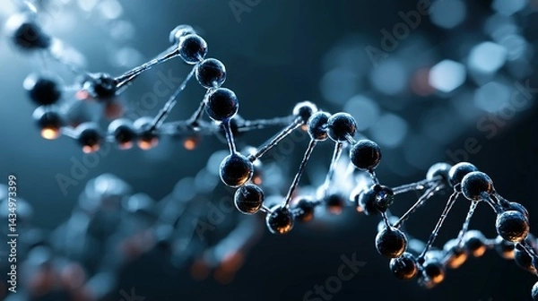 Fototapeta Detailed view of a complex dna double helix structure.